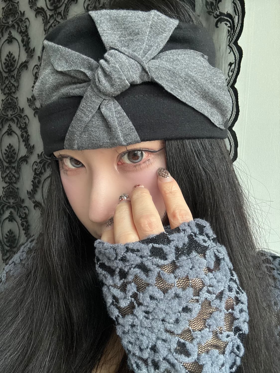 리본 포인트 배색 헤어밴드 상품이미지1