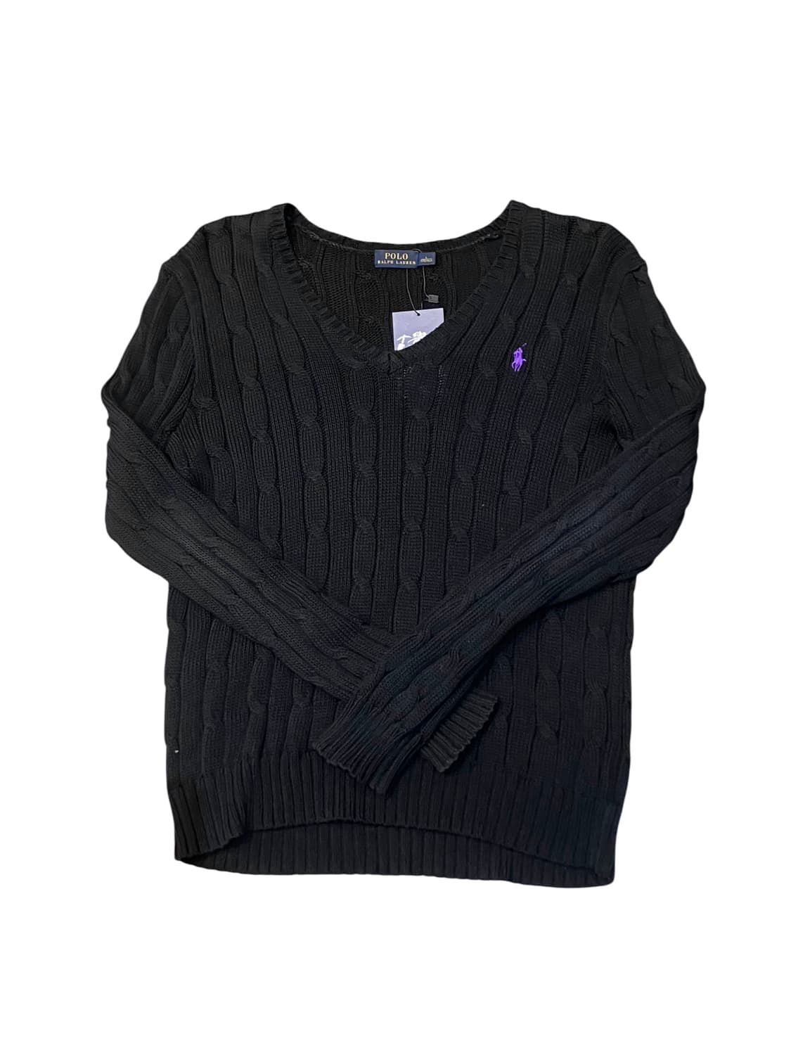 폴로 랄프로렌 브이넥 꽈배기 니트 블랙 L  #csz4161  상품이미지3