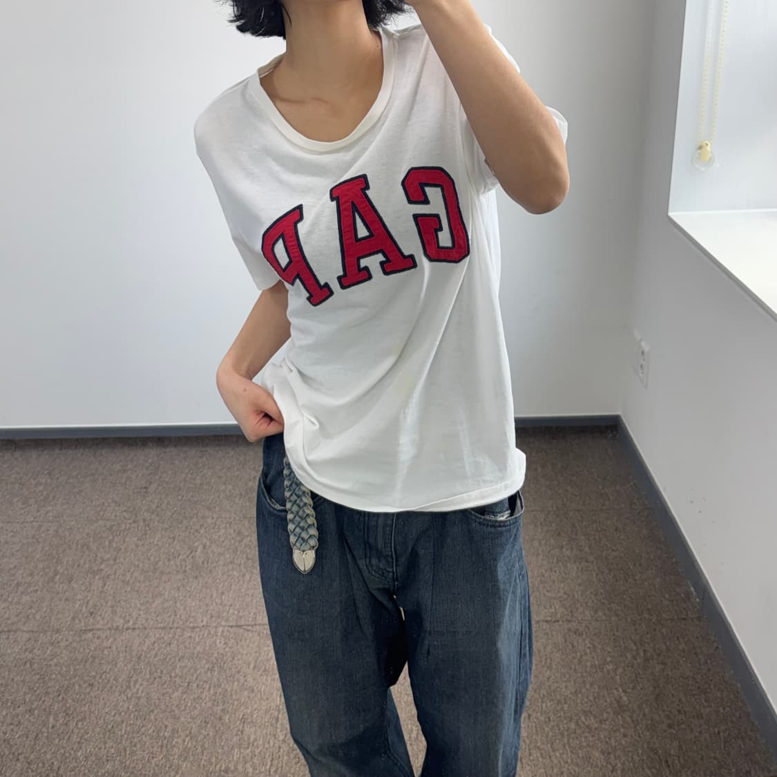 Gap 갭 레드 로고 아이보리 반팔 상품이미지2