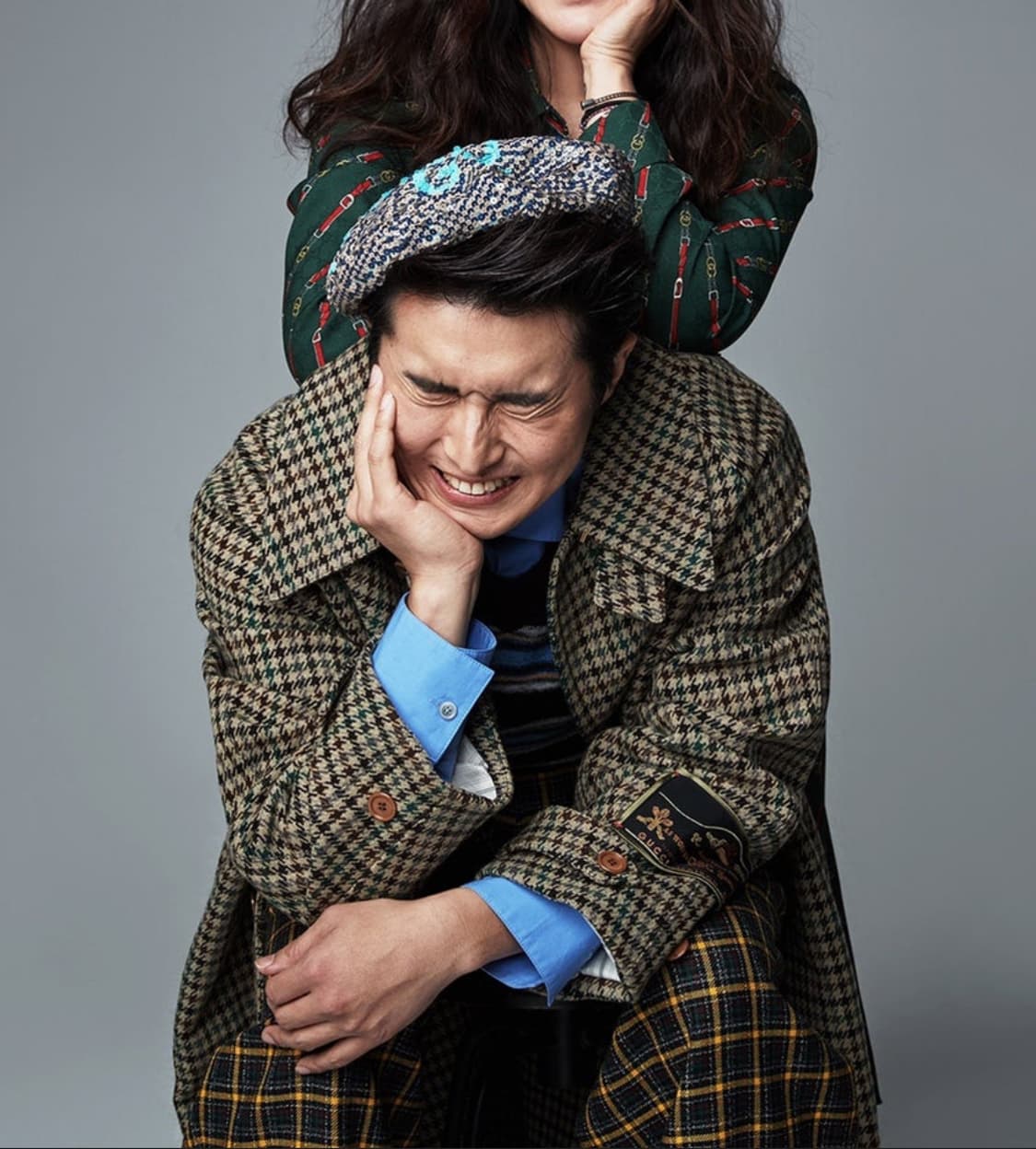 구찌(Gucci) 브라운 체크 남성 울 코트 상품이미지1