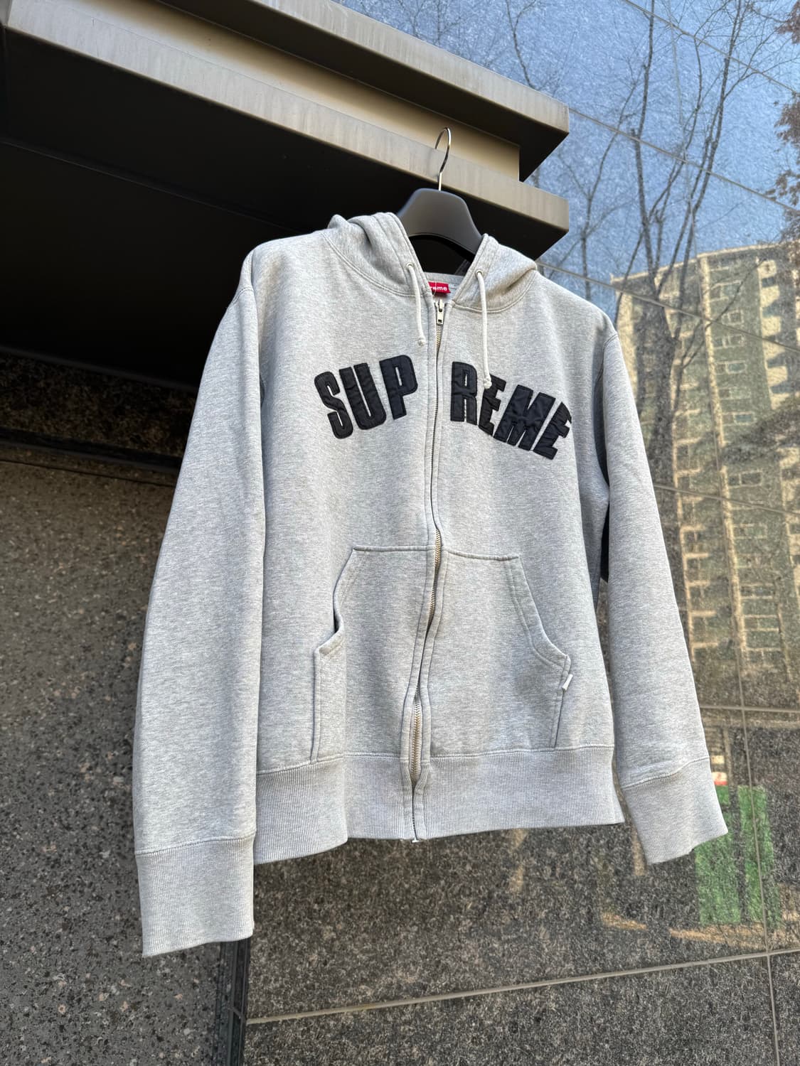 90s 슈프림 후드집업 그레이 아치로고 상품이미지1