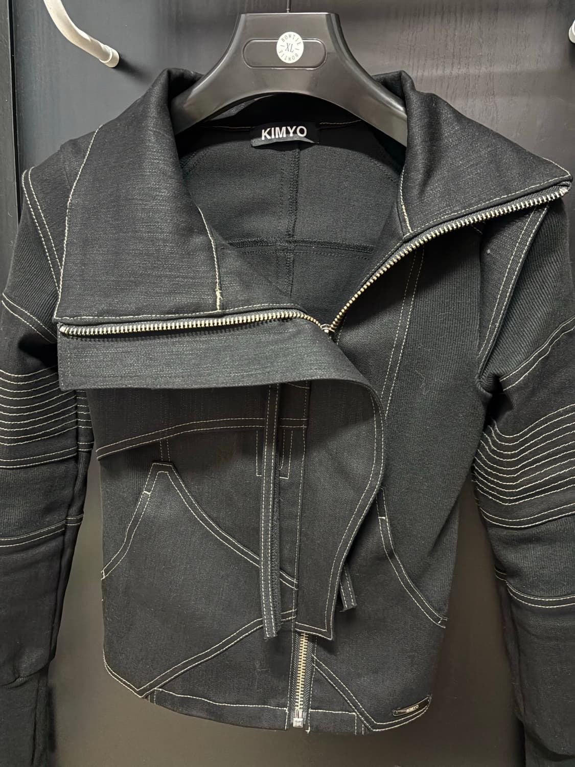 키묘 KIMYO 아크라인 하이넥 데님 자켓 블랙/미착용 상품이미지4