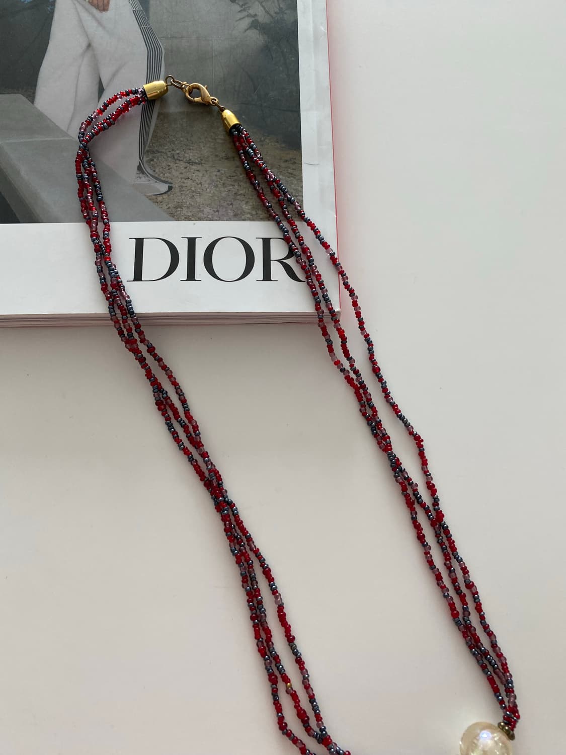 빈티지 비즈 레드 목걸이 상품이미지3