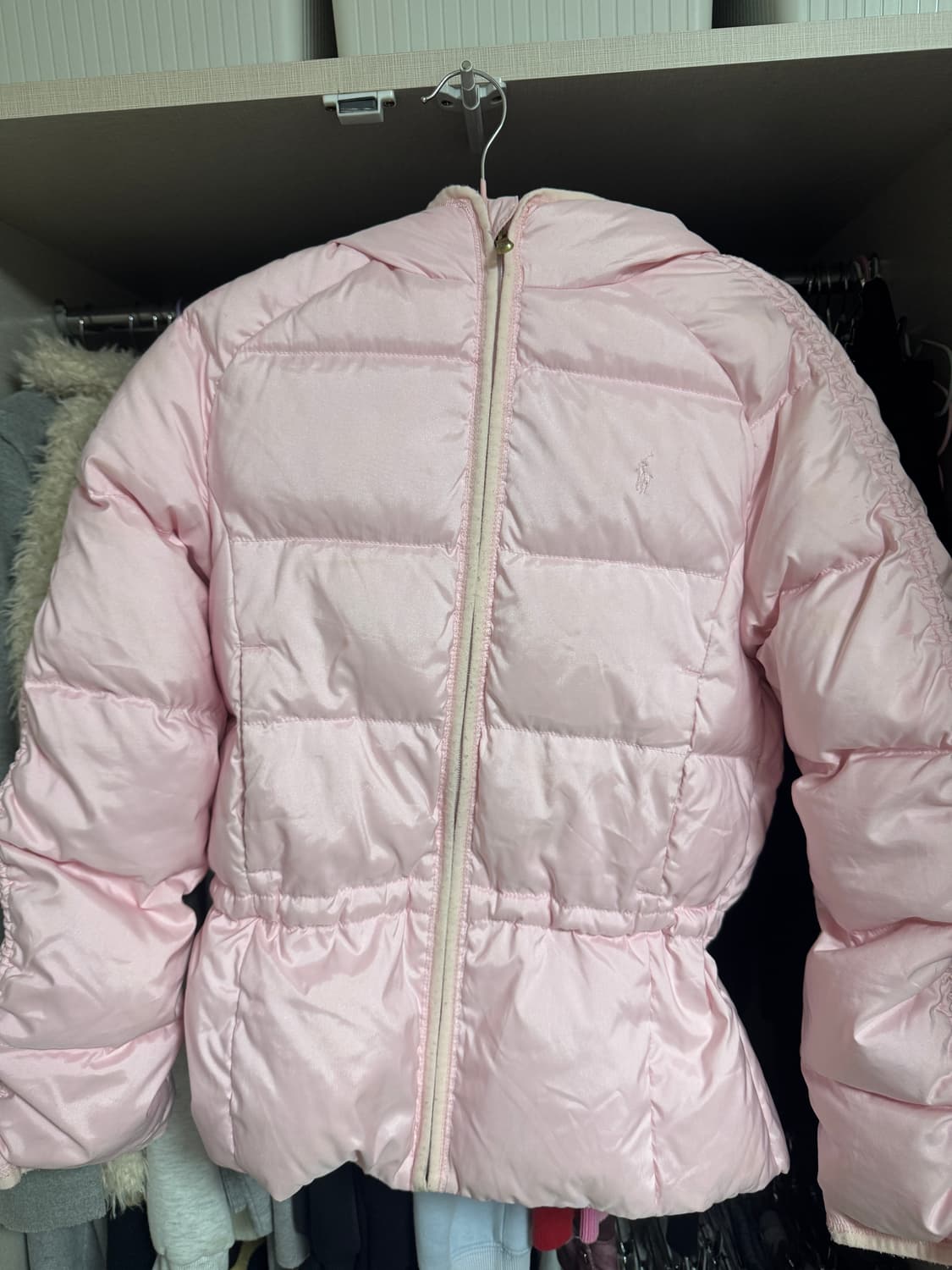 빈티지 핀터레스트 폴로걸즈XL 푸퍼패딩 핑크 딸기우유 상품이미지1