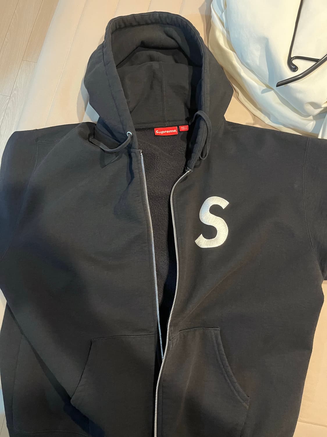 슈프림 s로고 후드집업 블랙 XL 상품이미지3