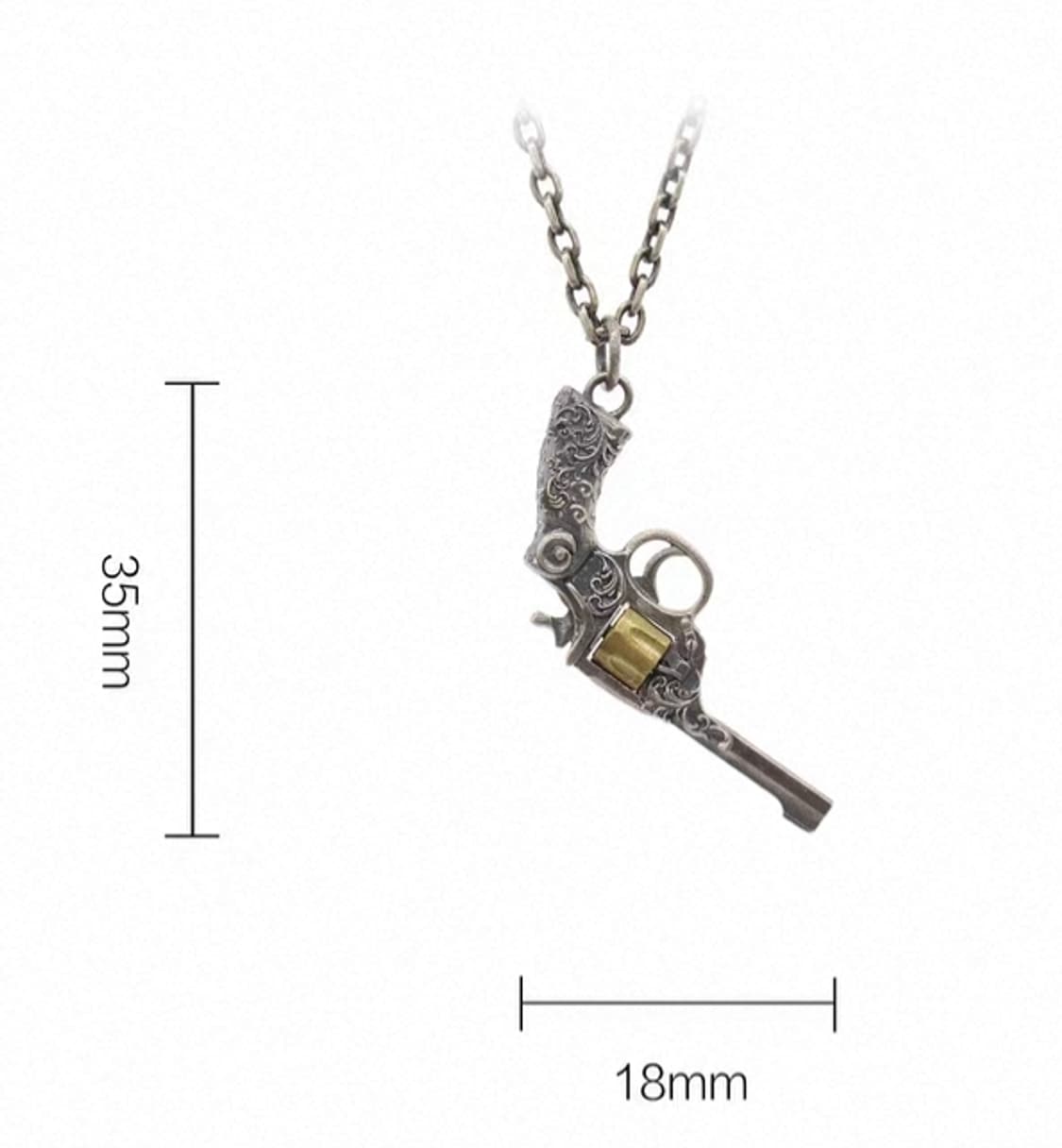 Oceanora 스털링 실버 빈티지 리볼버 펜던트 목걸이 상품이미지4