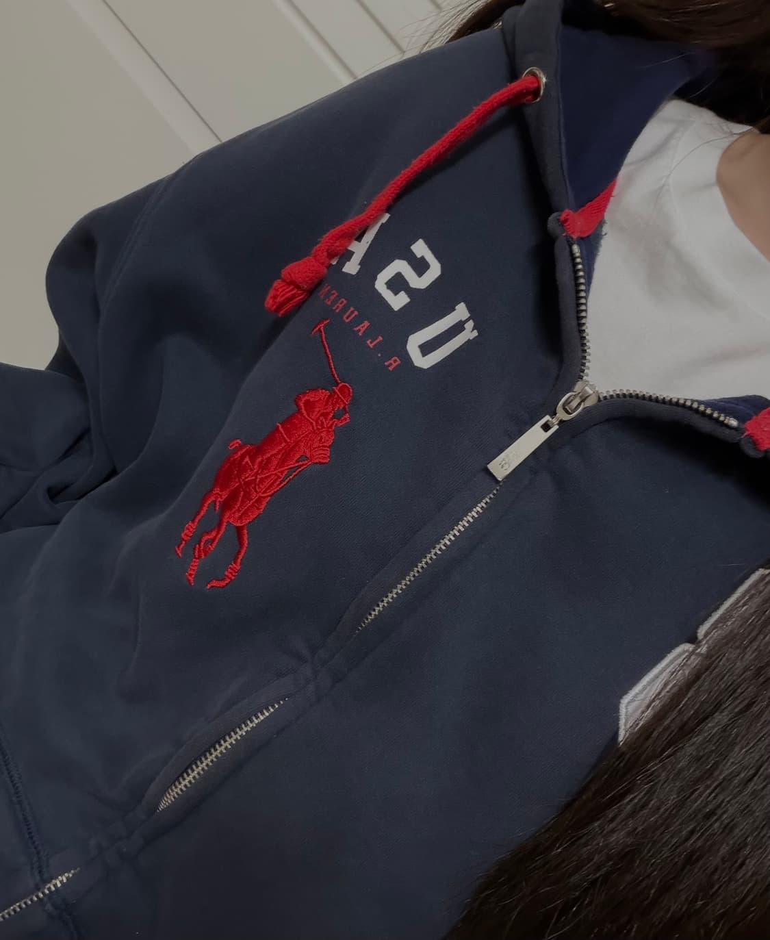 폴로 랄프로렌 빅포니 성조기 후드집업 네이비 상품이미지1