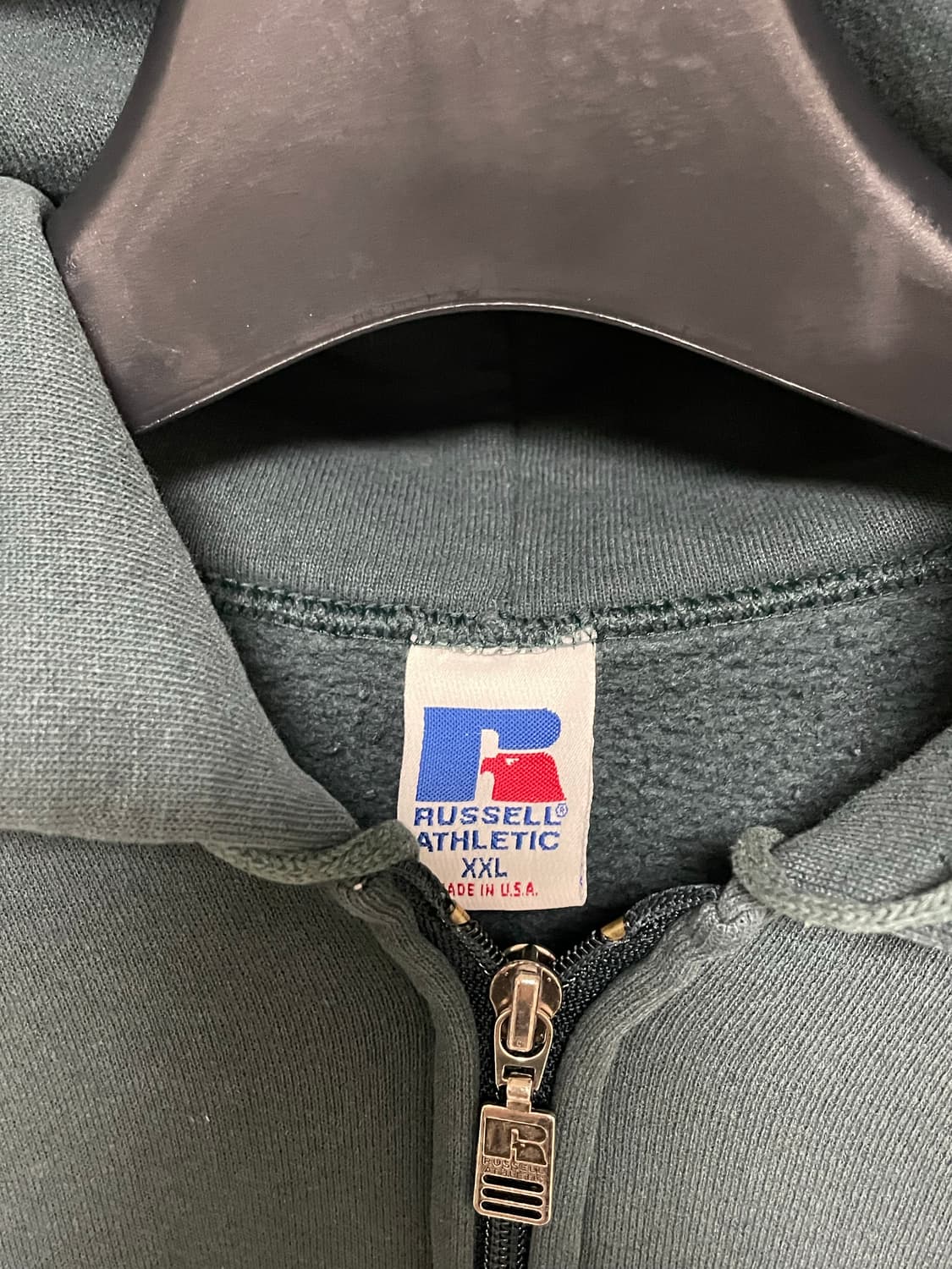 [D.O Vtg] 90s 러셀 50/50 후드 집업 다크 그린(XXL) 상품이미지2