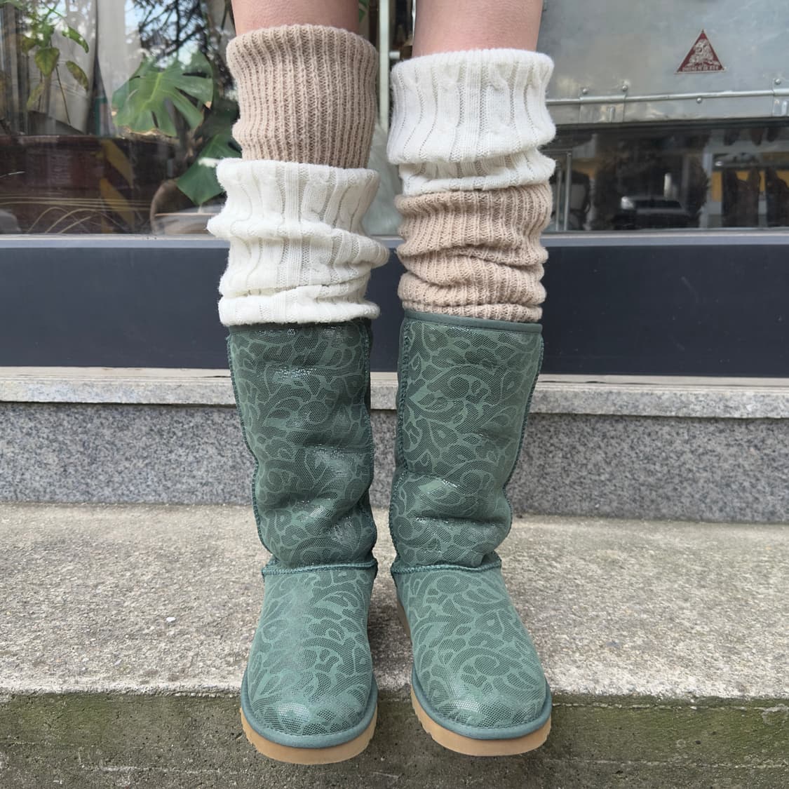 00s Y2K 레어 그린 아이비 스웨이드 어그 부츠 상품이미지7