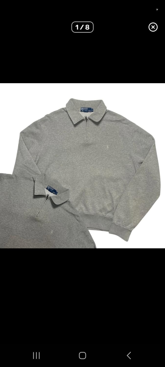 급처) 폴로 랄프로렌 그레이 기모 반집업 니트 L 상품이미지1