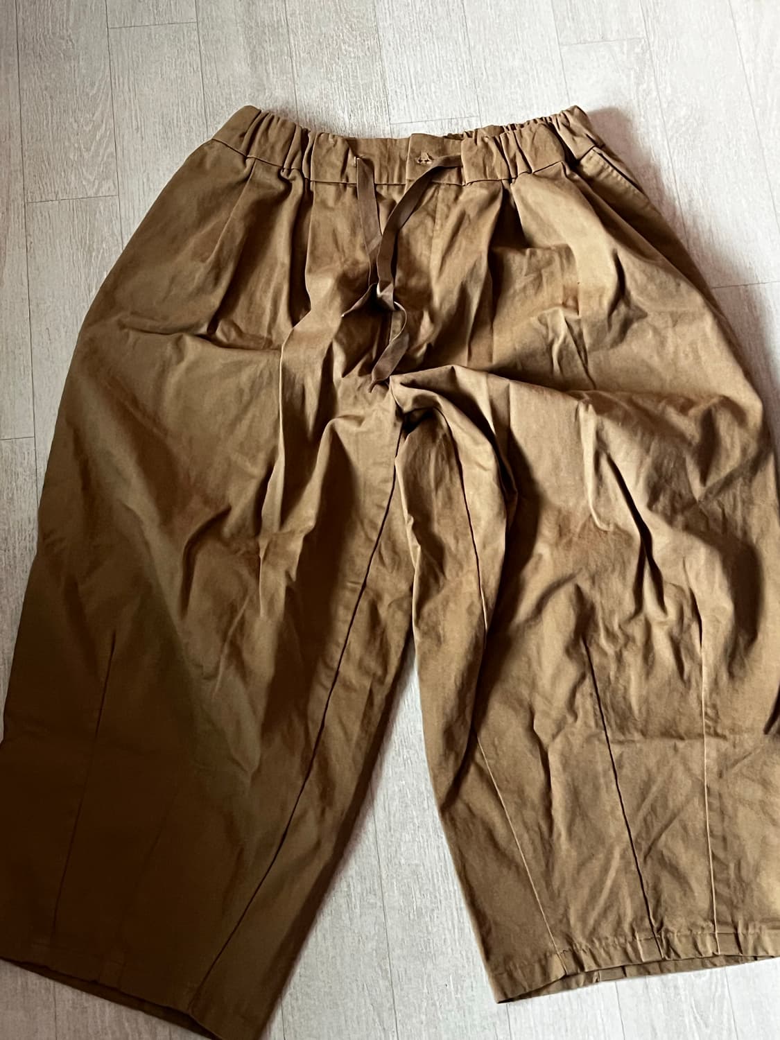 베이지 와이드 빅벌룬 코튼팬츠 상품이미지1