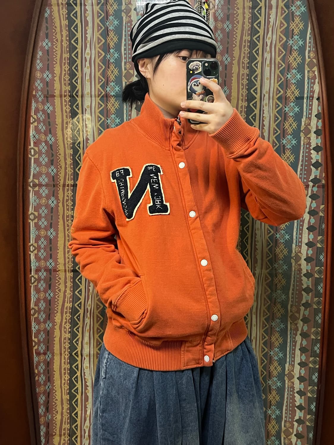 오렌지 스웨트 바시티 집업 상품이미지4