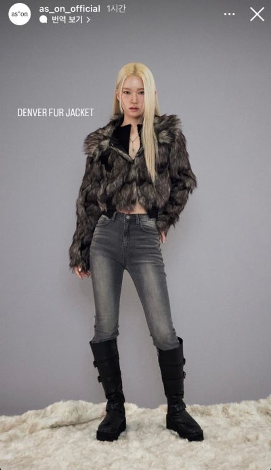 애즈온 덴버 숏 퍼자켓 블랙차콜브라운헤비믹스크롭카라버클페이크후드야상점퍼세 상품이미지4