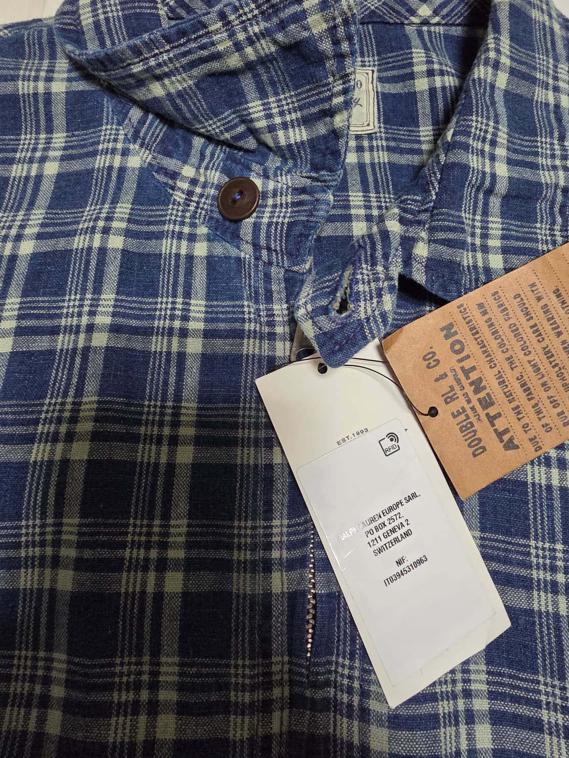 RRL 더블알엘 인디고 체크 린넨 블루종 L 상품이미지7