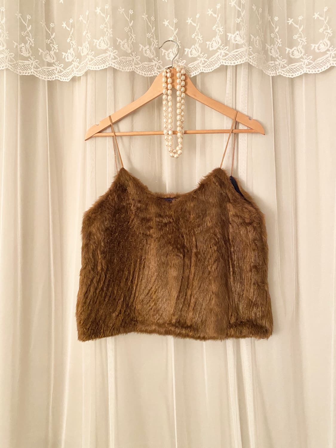 Vintage Brown Faux Fur Vest Bustier 상품이미지1