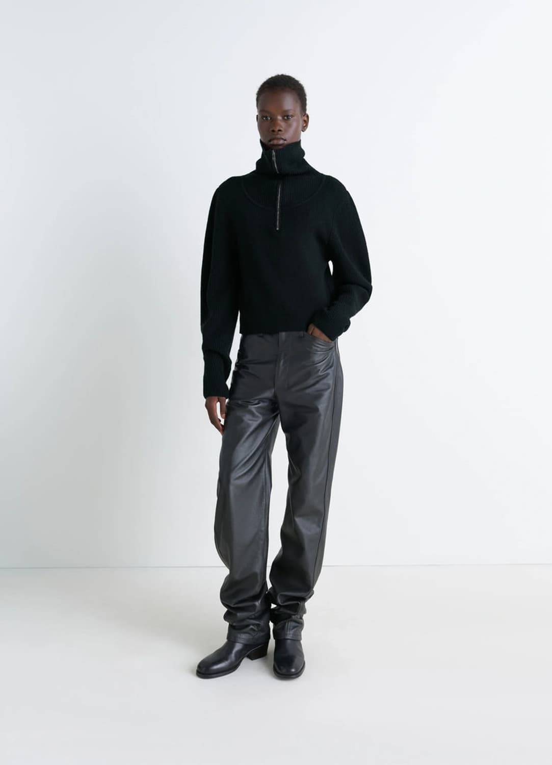 [XS,S,M]르메르 25fw 립 ZIPPED SWEATER/블랙 상품이미지2