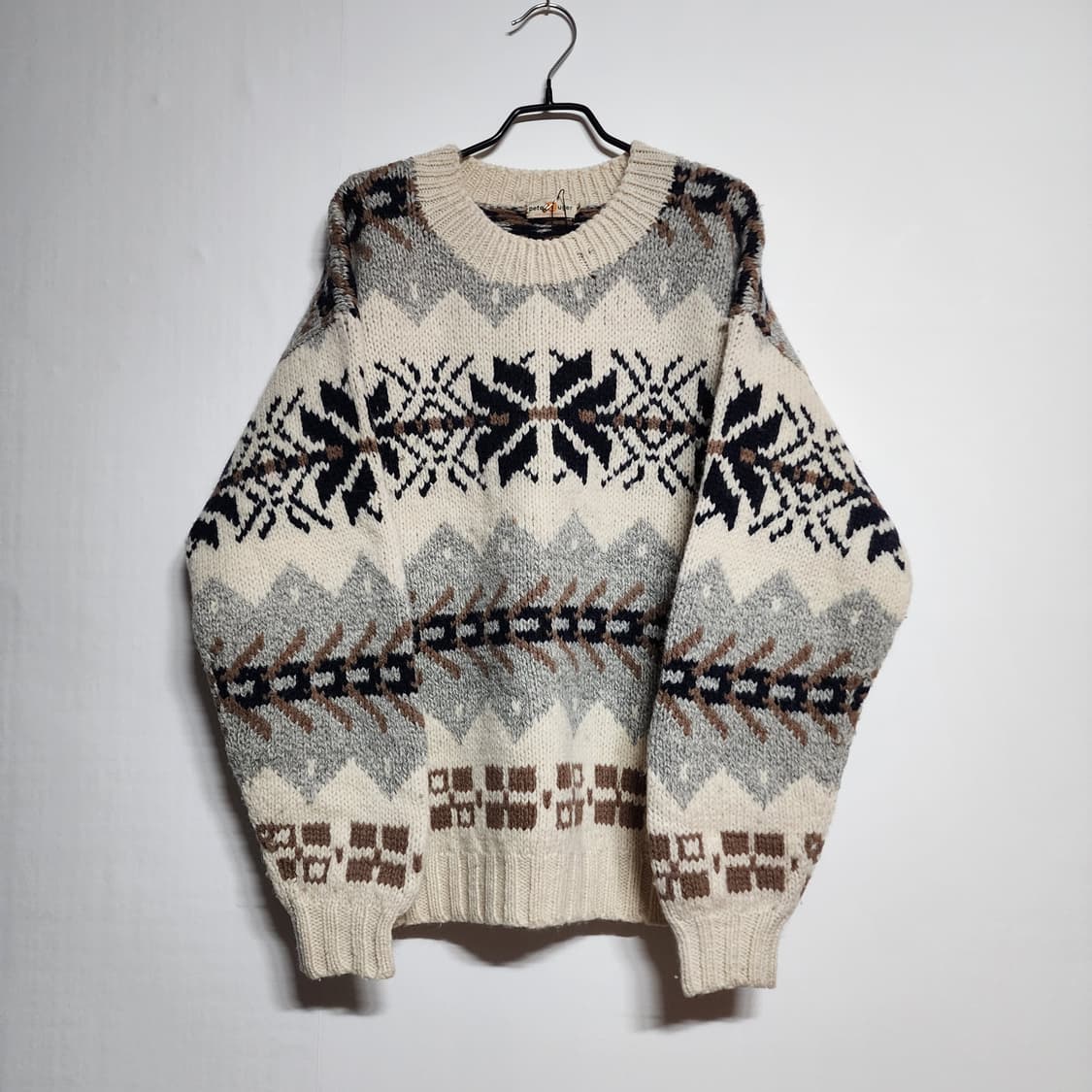 아메카지 시티보이 모리걸 빅사이즈 헤비 노르딕 니트 상품이미지1