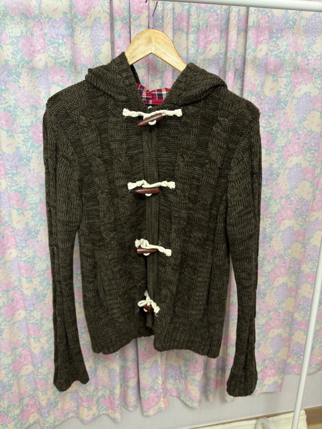 카키 브라운 떡볶이 가디건 상품이미지1