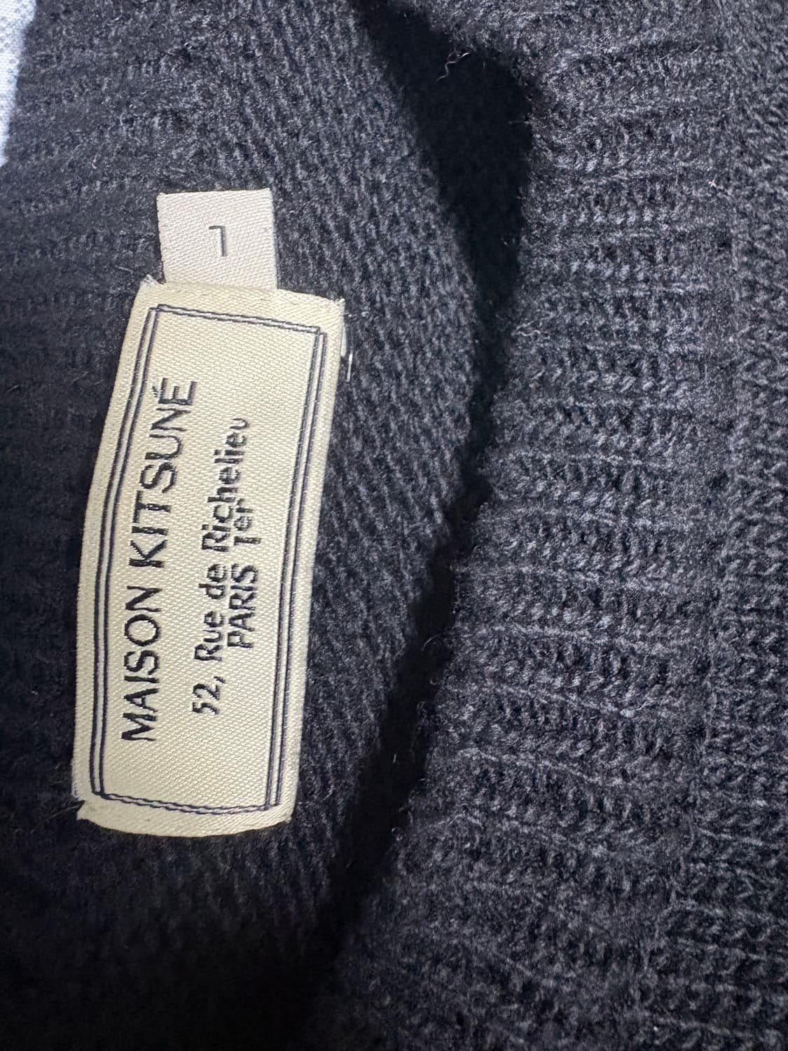 메종 키츠네 폭스 헤드 블랙 니트 L 상품이미지4