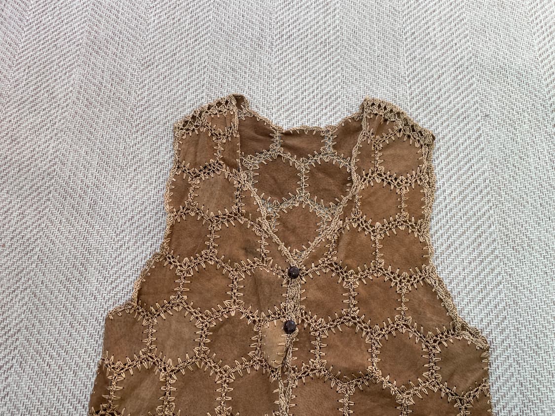 빈티지 브라운 시스루 레더 베스트  상품이미지4