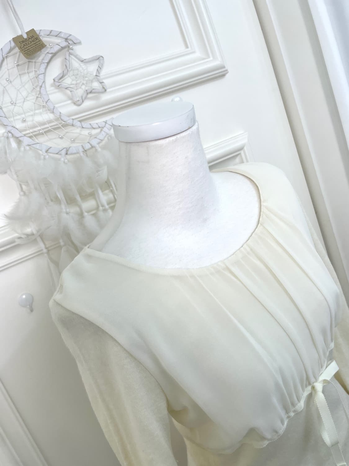 ivory shirring bow point slim top 상품이미지6