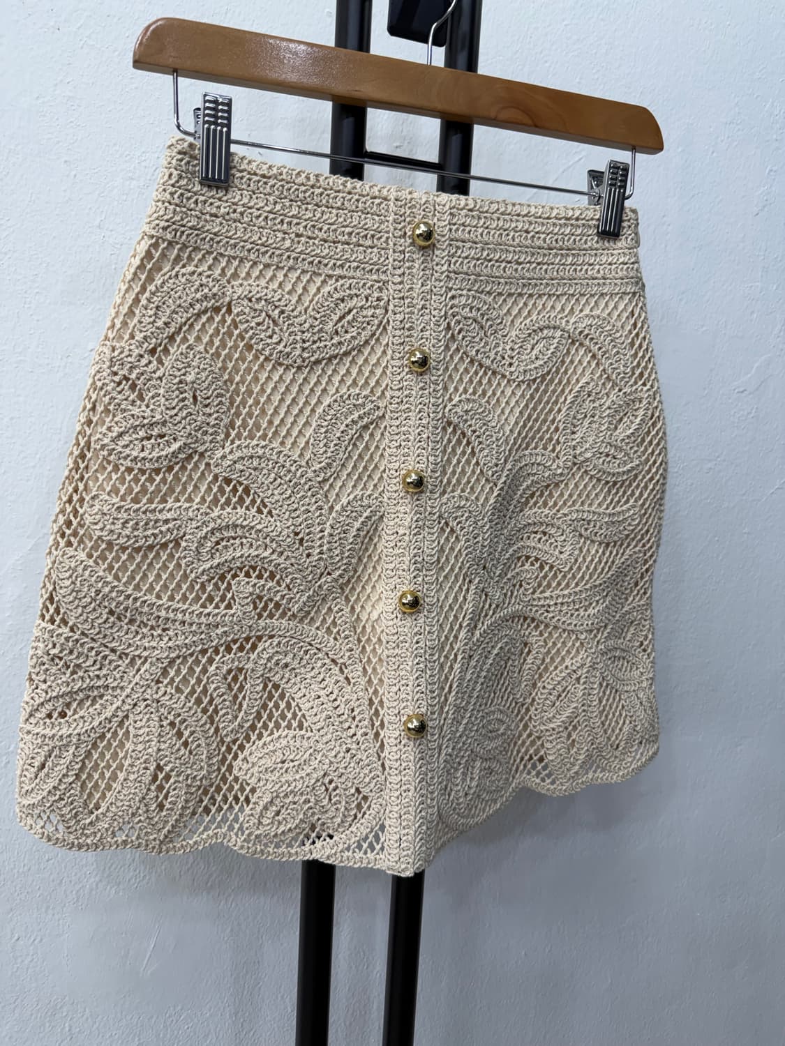 정품) 마쥬 아이보리색 크로셰 뜨개 스커트 36 상품이미지2