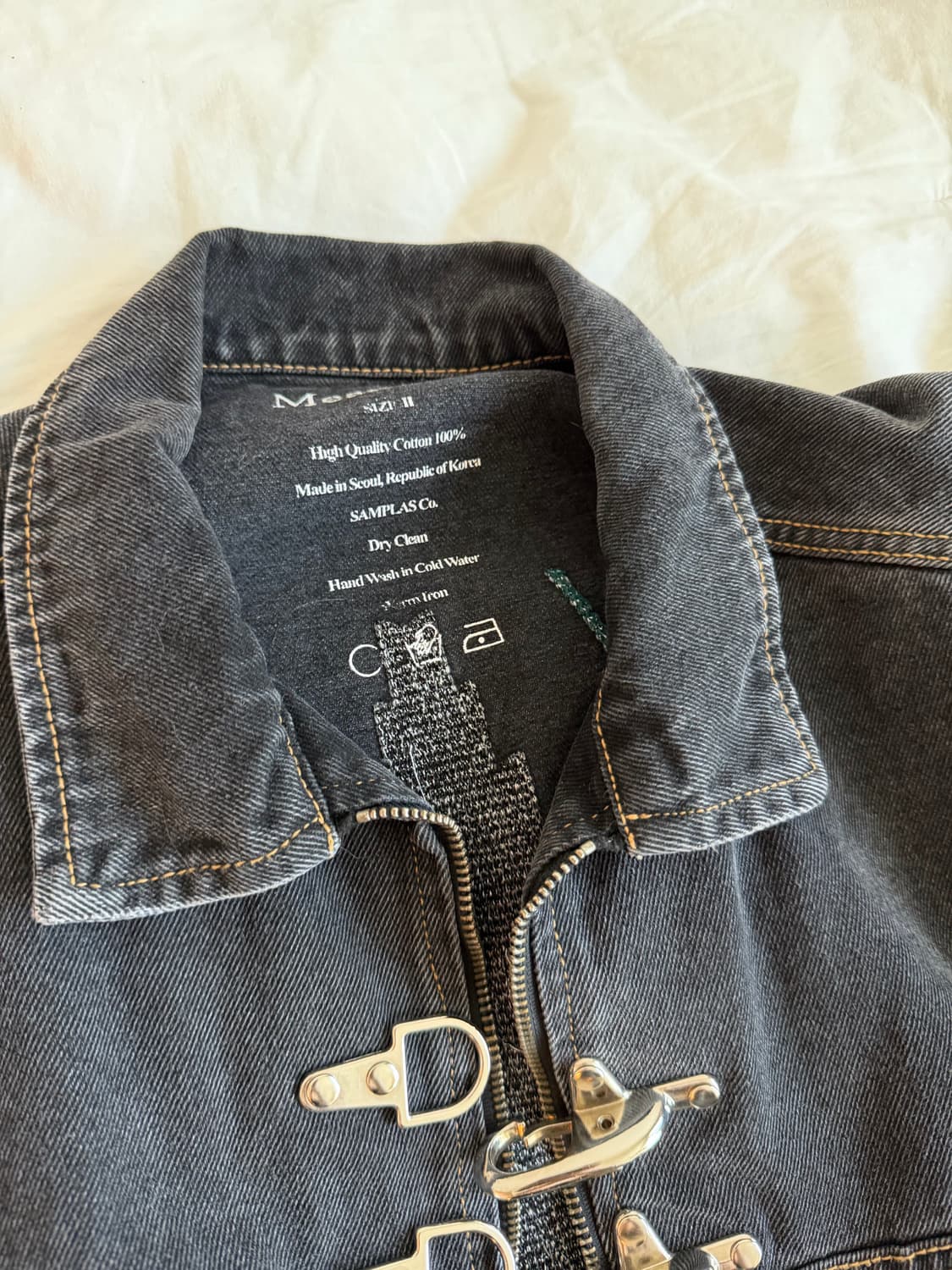(레어) 민타임 데님 자켓 블랙 2 상품이미지4