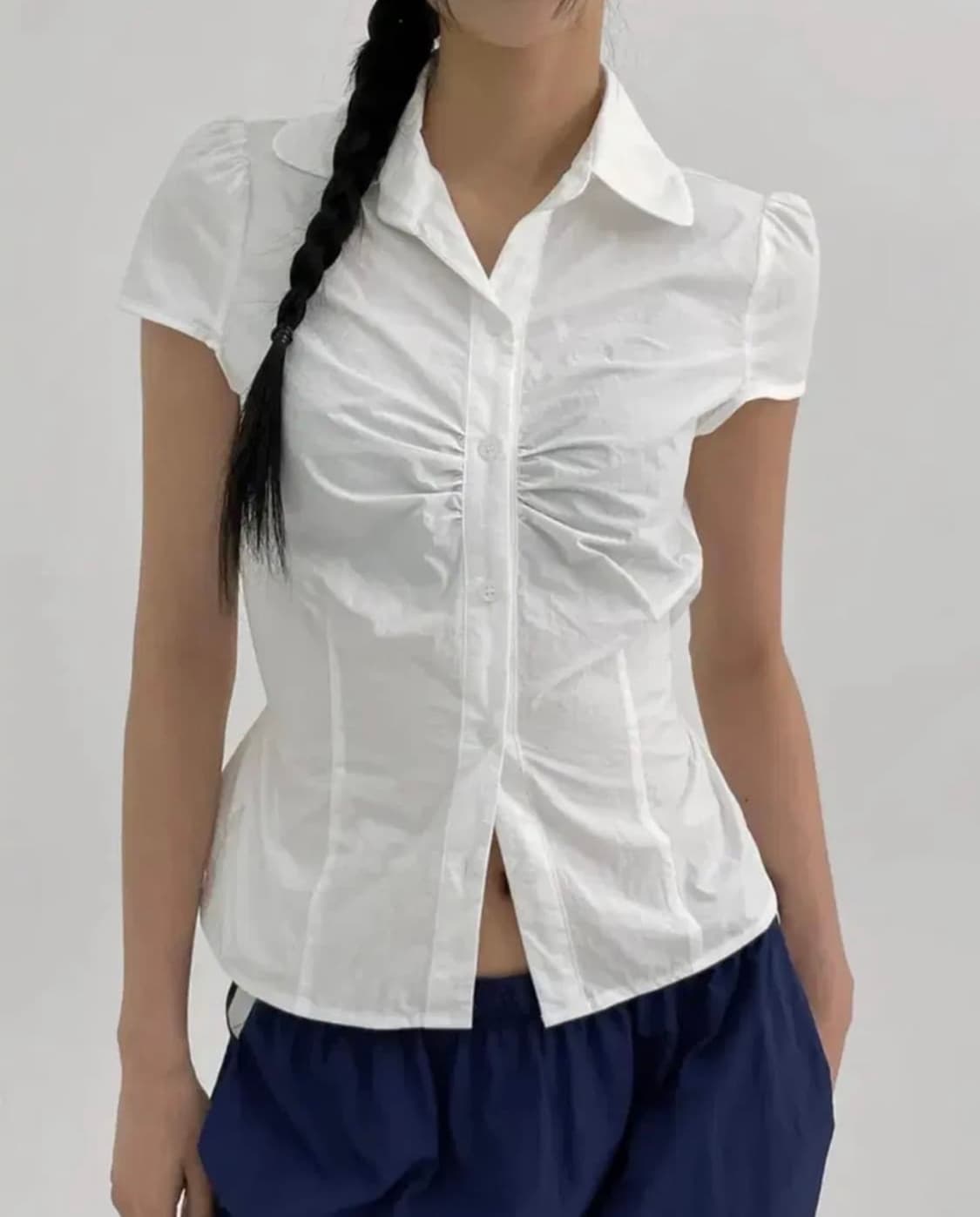 블랙업 럭스멀 반팔 블라우스 상품이미지2