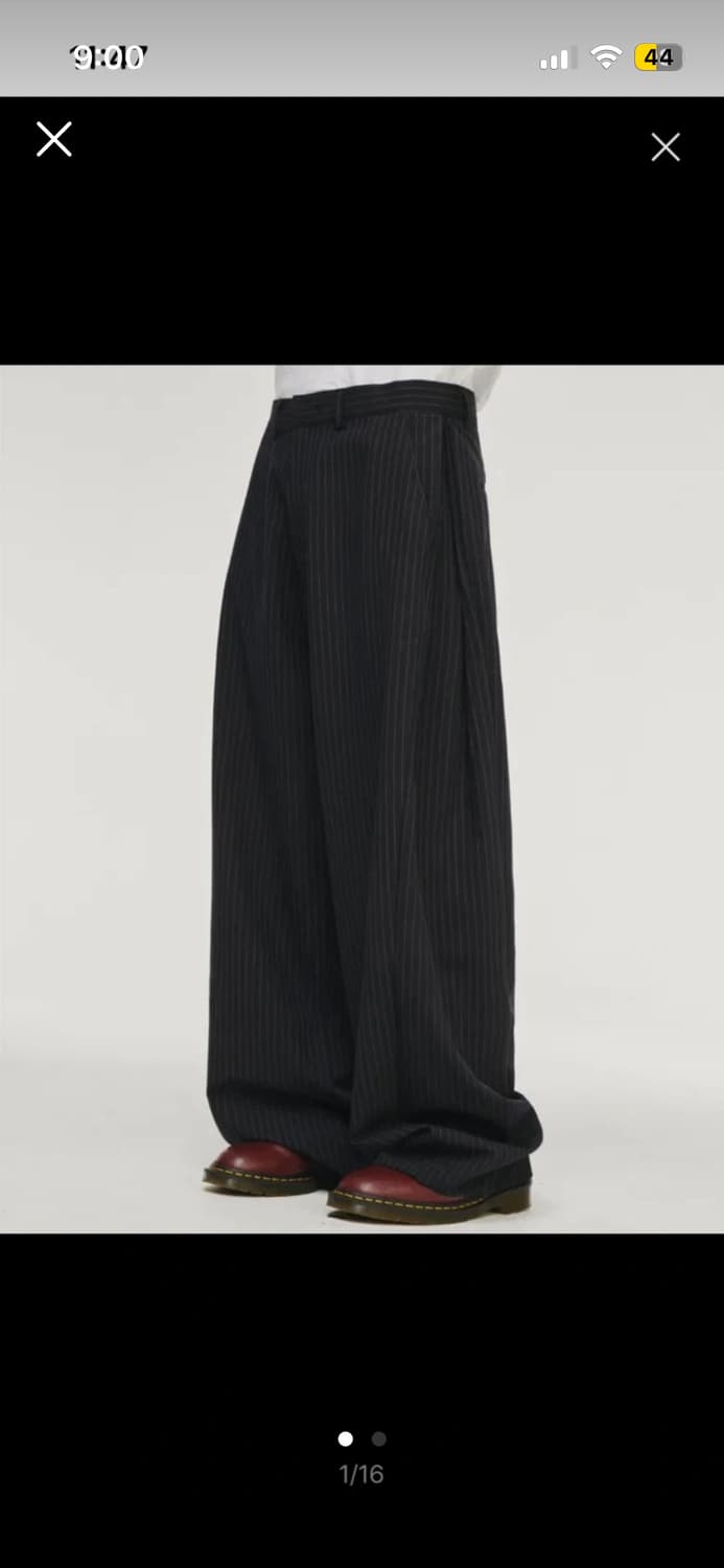 스트라이프 슬랙스 (블랙) 상품이미지1