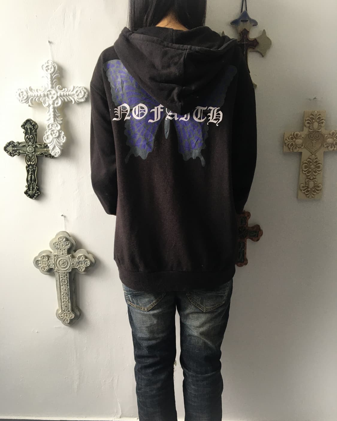 Back butterfly printing hood zip up 상품이미지1