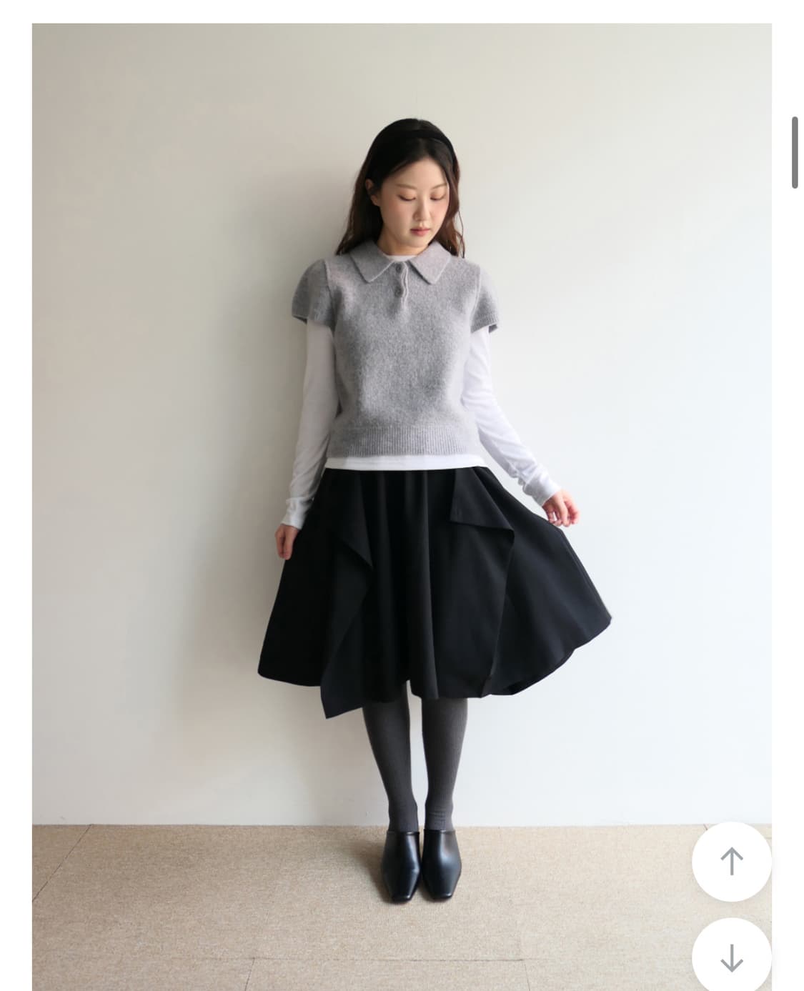 플립 버튼 미디 스커트 블랙  상품이미지1