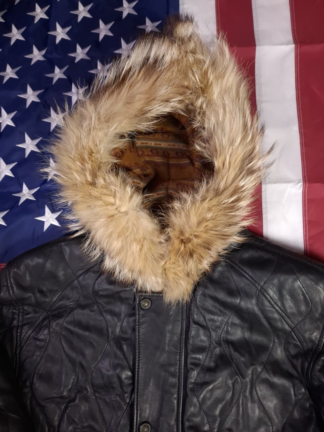 90's 일본판 빈티지 리얼레더 후드퍼 파카 상품이미지2