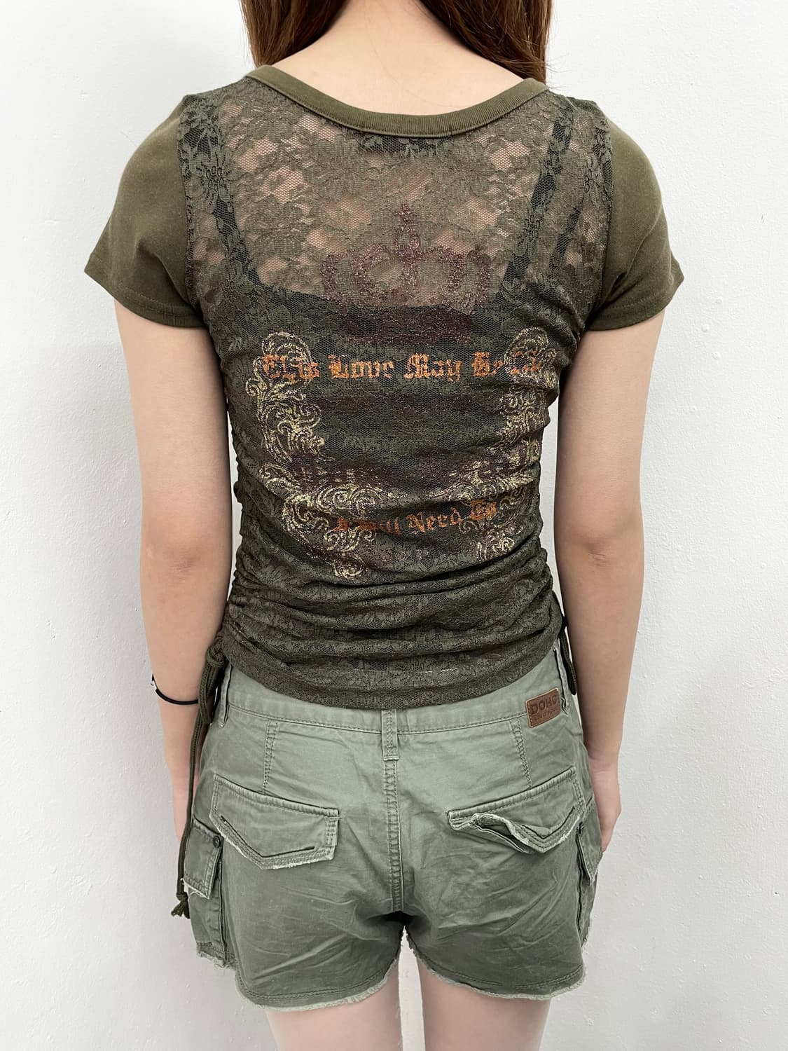 y2k 그런지 셔링 레이스 탑 상품이미지6