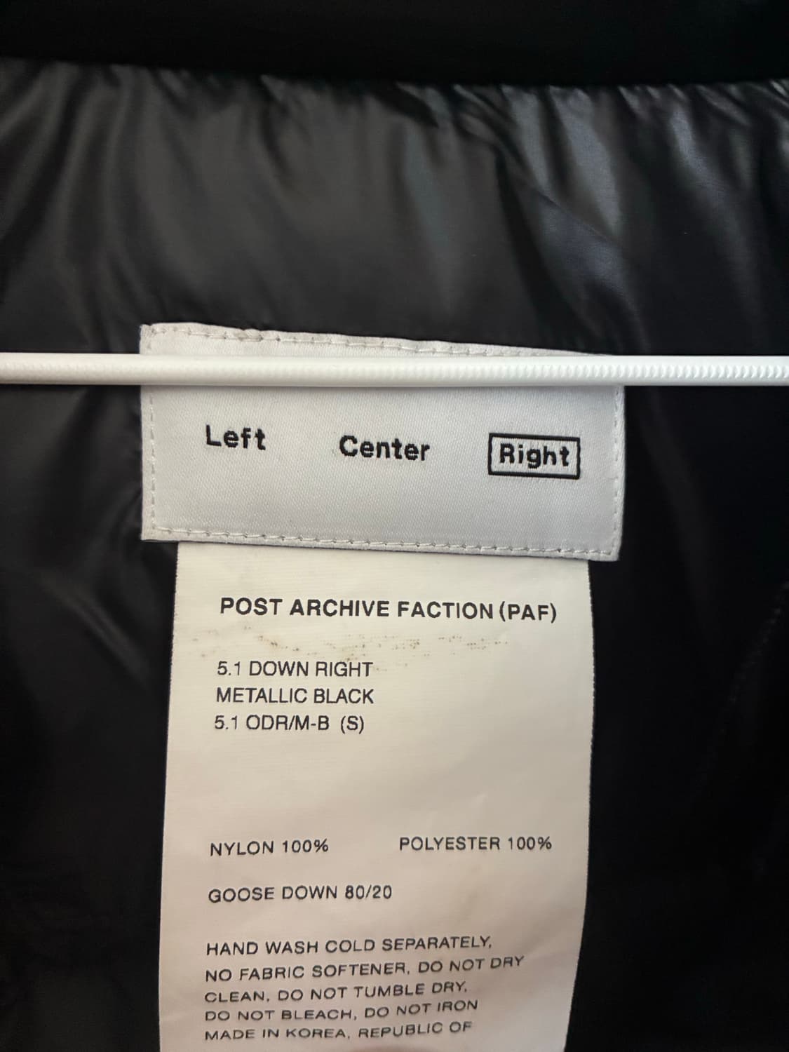 포스트 아카이브 팩션 5.1 다운 라이트 메탈릭 블랙 상품이미지2