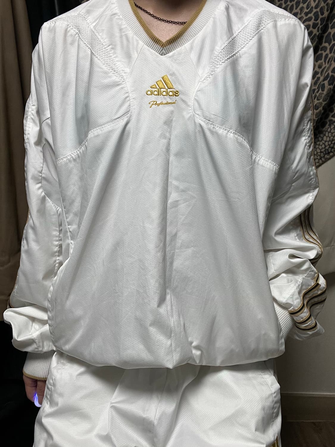 00s 아디다스 화이트 골드 메탈릭 셋업 웜업 져지 상품이미지4