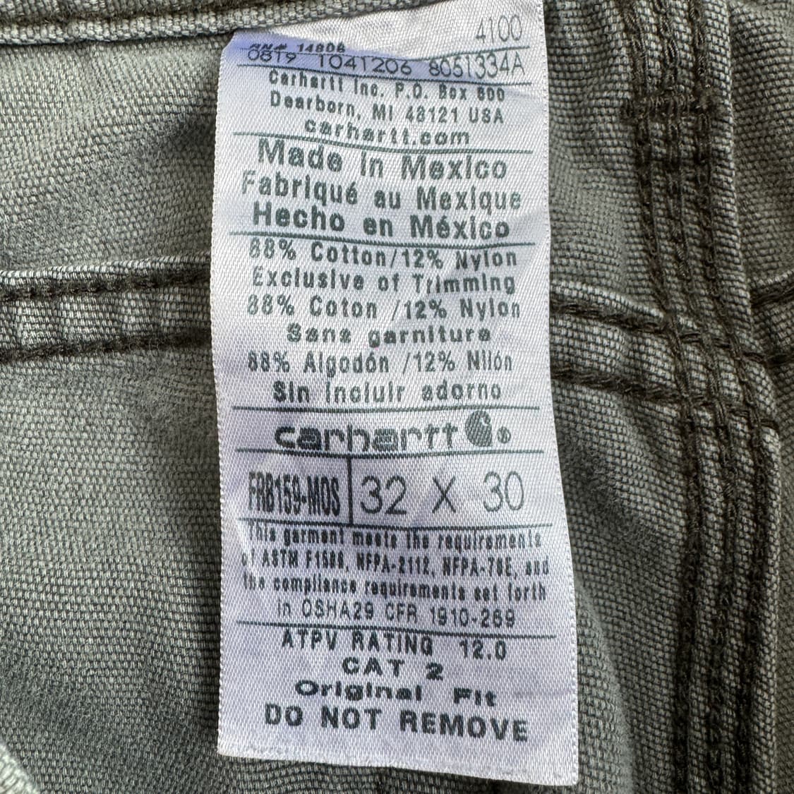 칼하트 OG 모스그린 카펜터 와이드 워크팬츠 상품이미지8