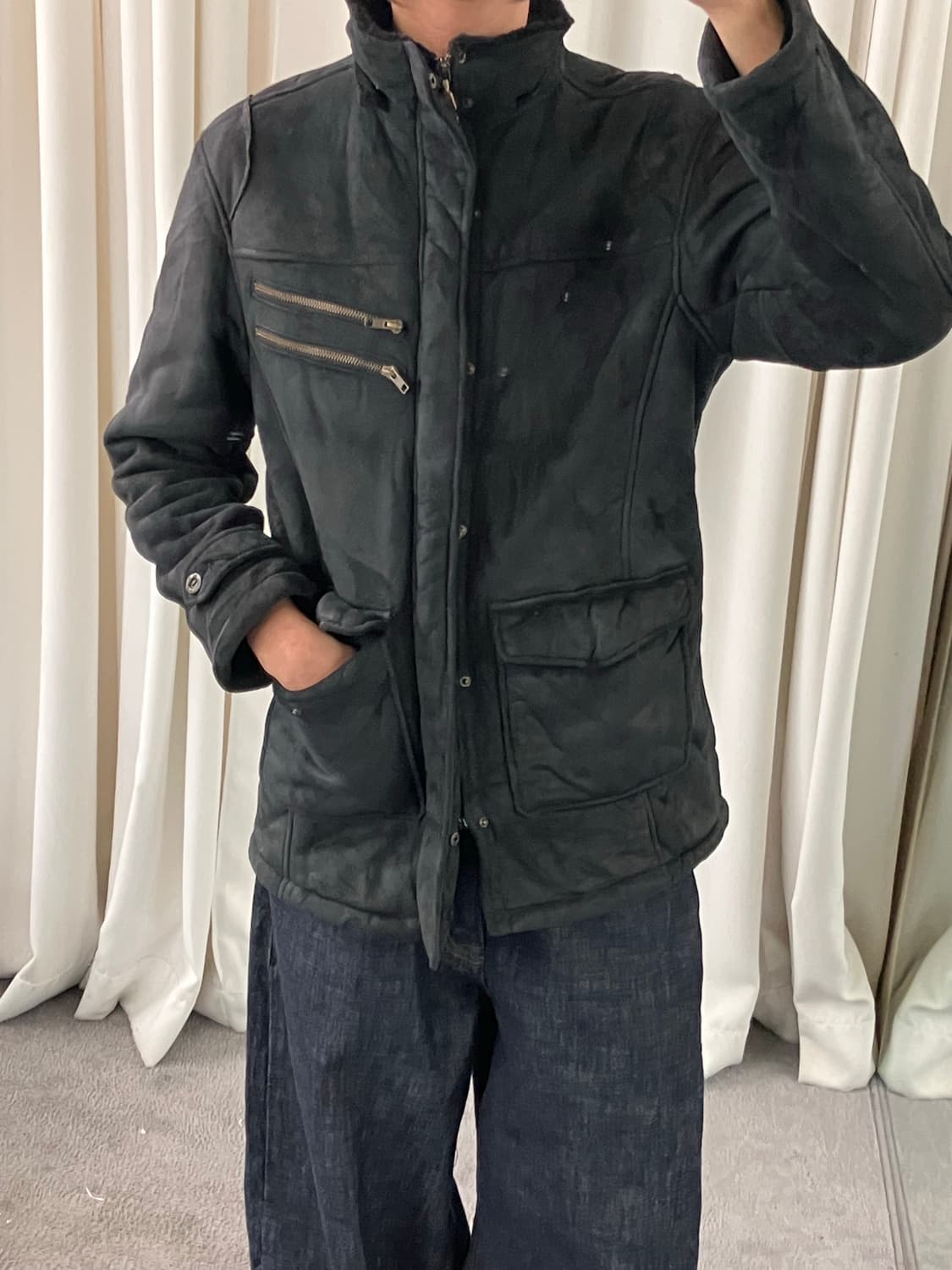 BAFFY 블랙 스웨이드 무스탕 자켓 L 상품이미지7