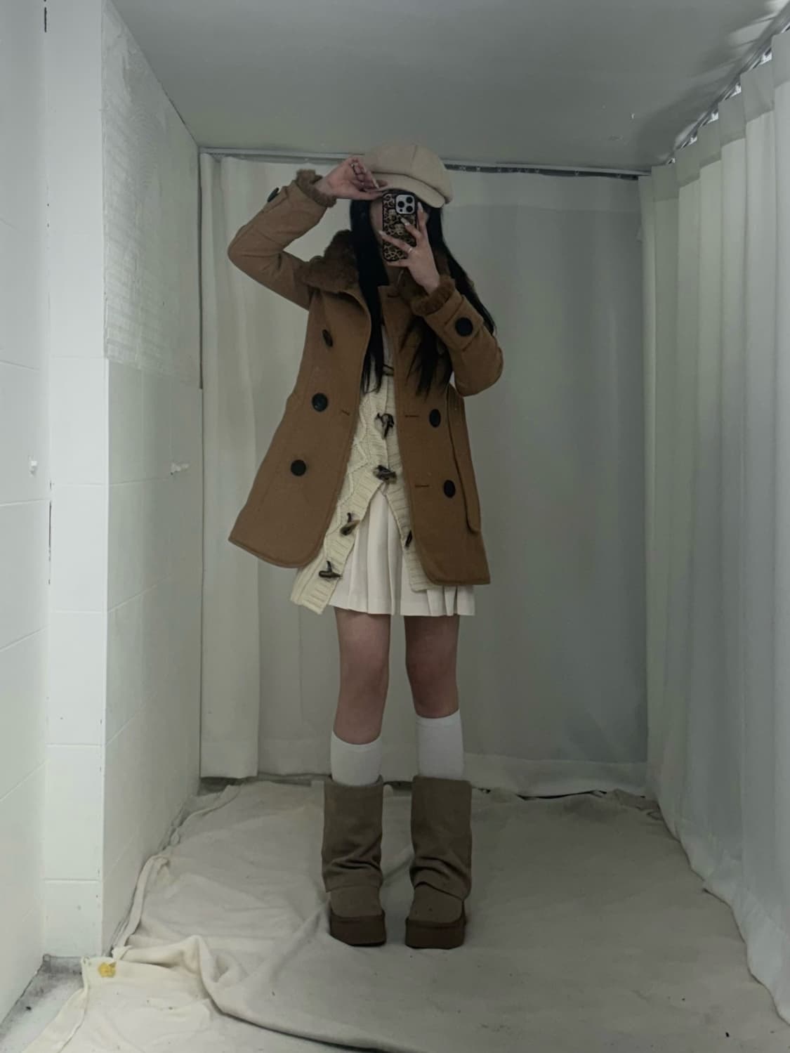 베이지 브라운 오네 아야네깔 라떼 갸루 코디세트  상품이미지2