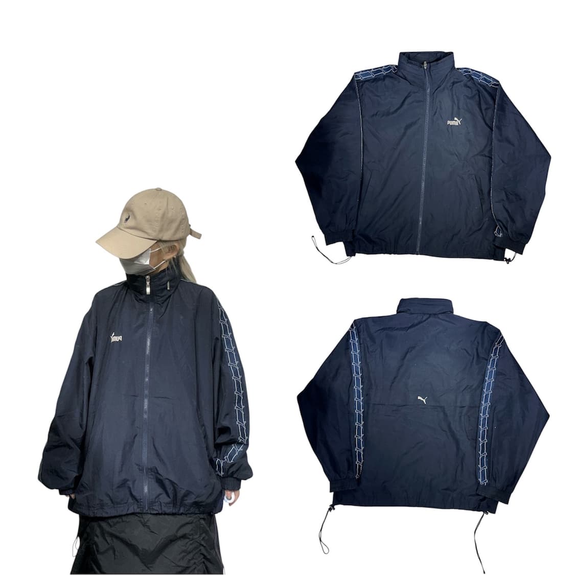 푸마 네이비 사이드 라인 바람막이 트랙 자켓 95 상품이미지1