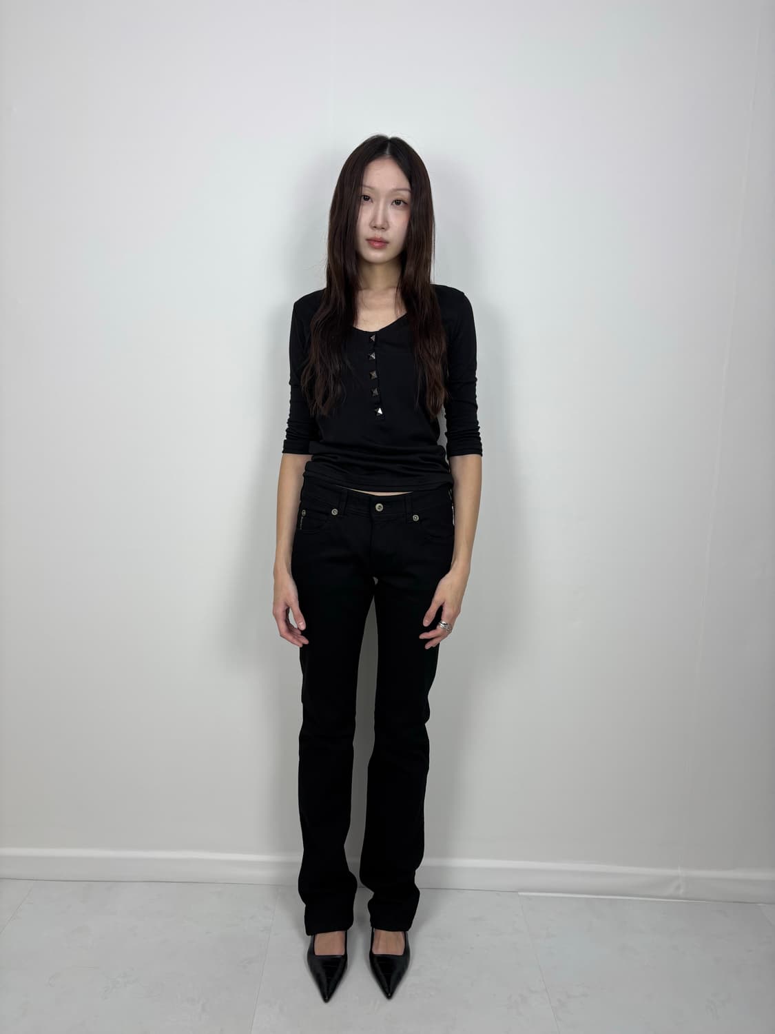 ARMANI SEMI BOOTCUT BLACK PANTS 상품이미지2