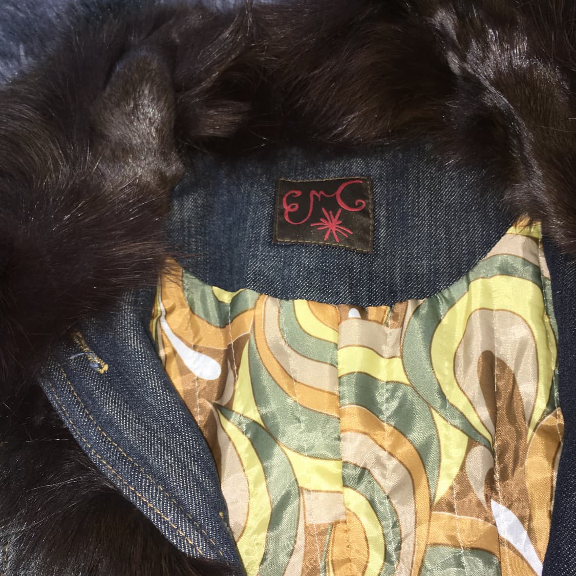 투티/0319 ENC fox 퍼 데님 코트 배색 털 빈티지 Y2K 상품이미지5