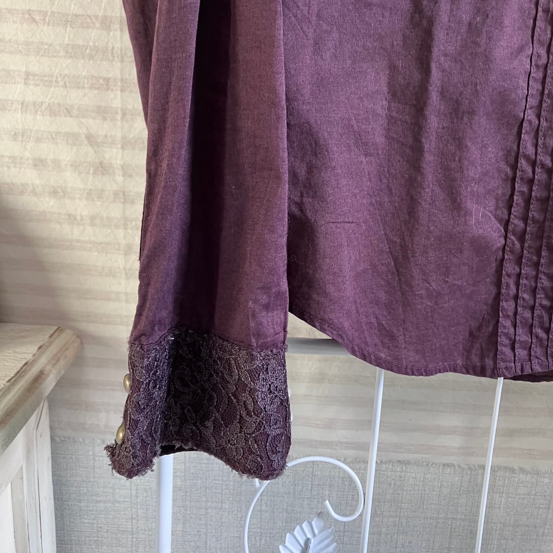 jpn vintage 딥 퍼플 앤티크 레이스 핀턱 셔츠 상품이미지6