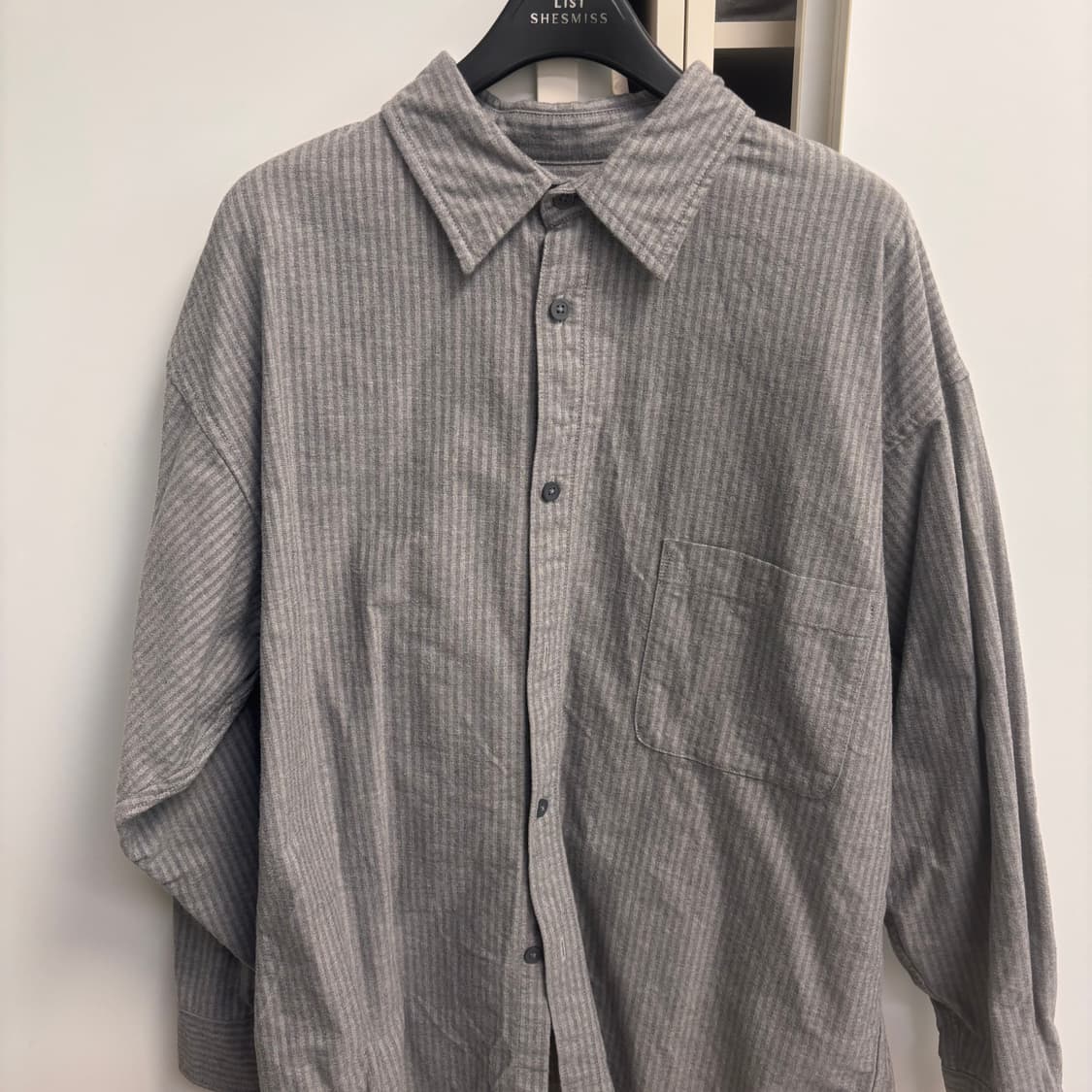 무지 라보 muji labo 옥스포드 레귤러 셔츠 스트라이프 그레이 상품이미지4