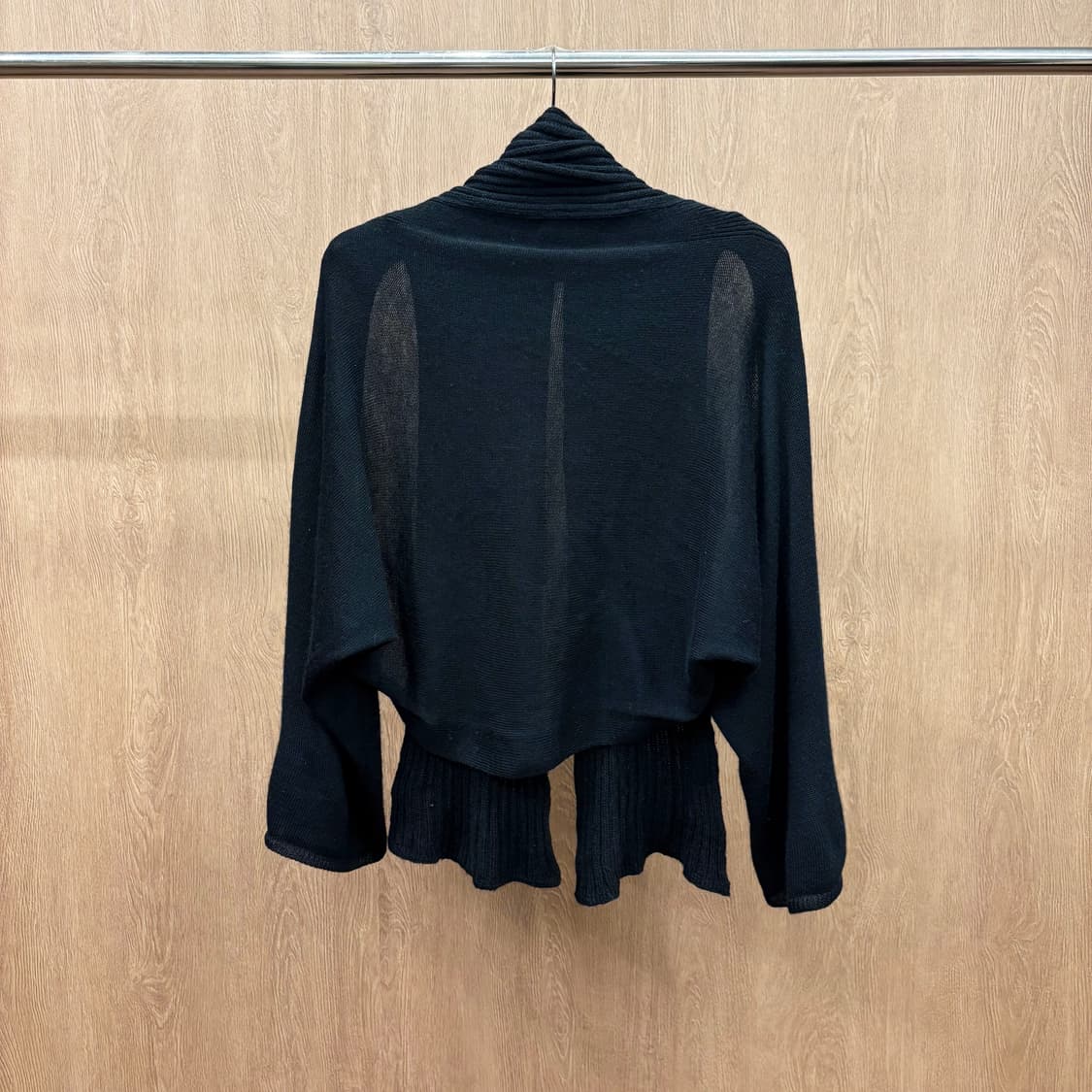 요지 야마모토 울 니트 볼레로 가디건 드레이프 드롭 숄더 디테일 블랙 상품이미지3