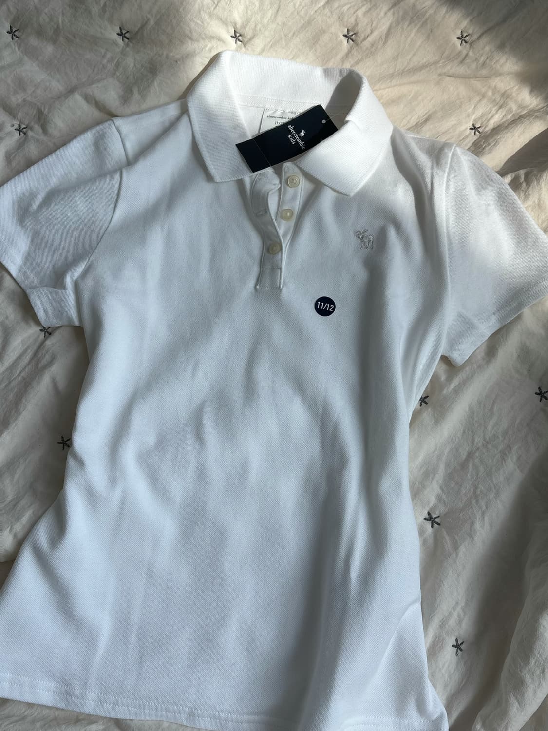 아베크롬비 Abercrombie 슬림핏 카라 반팔티 화이트 상품이미지2