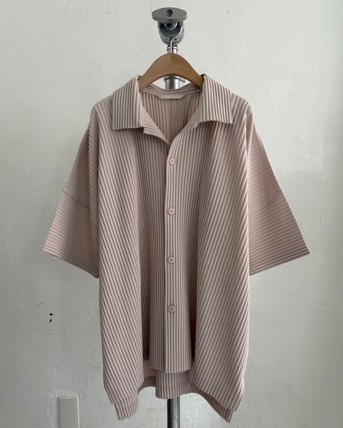 Issey Miyake 옴므플리세 베이비핑크 플리츠 반팔 셔츠 상품이미지6