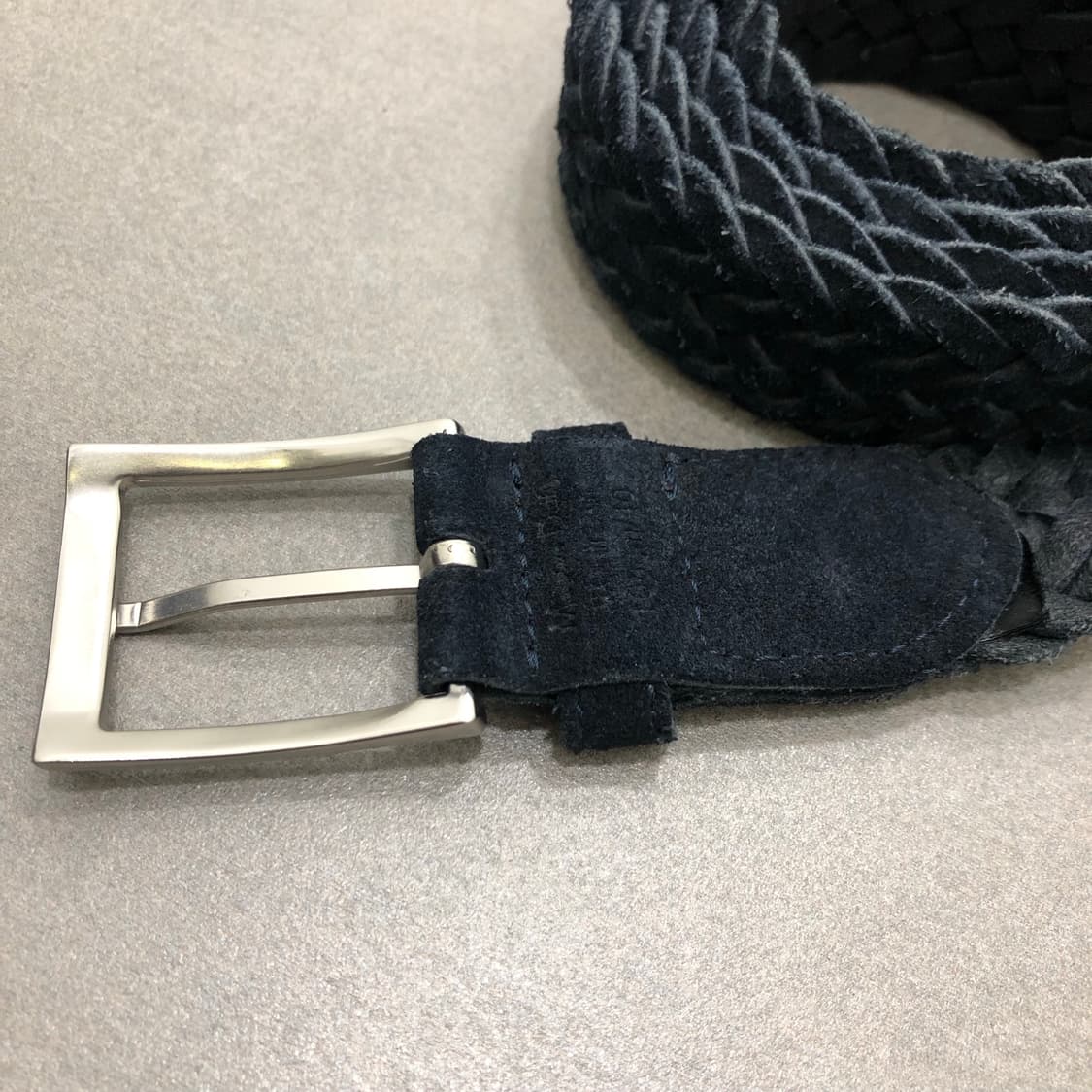 마시모두띠 스웨이드 가죽 레더 위빙 벨트 네이비 100 상품이미지3