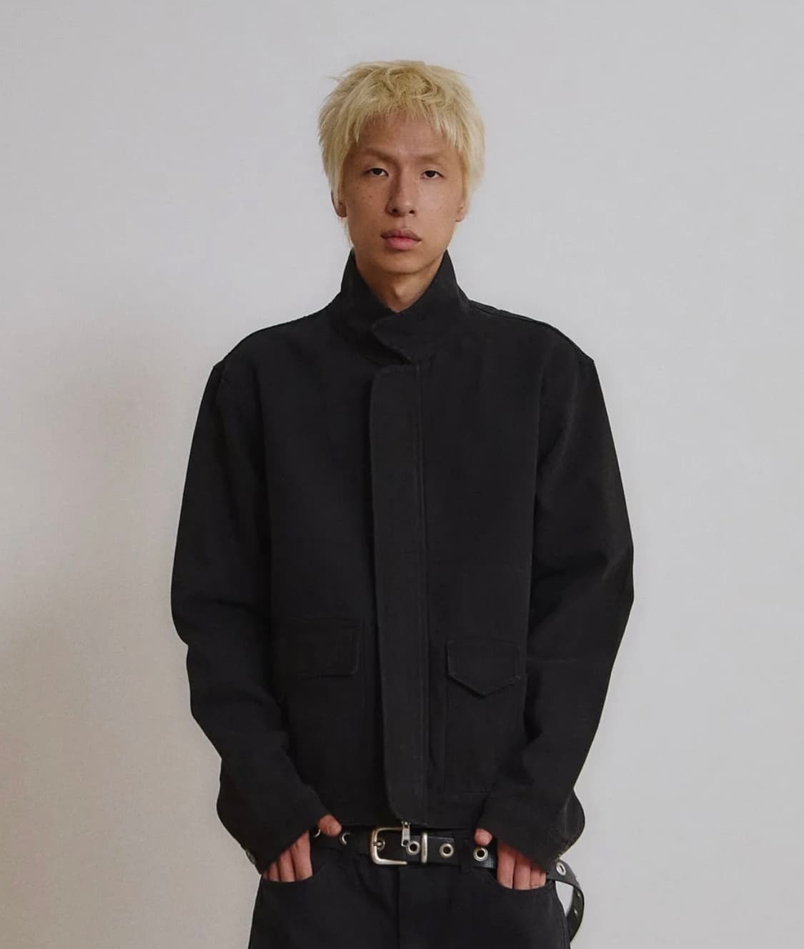 [3] 9999아카이브 하이넥 오블리크 포켓 자켓 블랙 상품이미지1