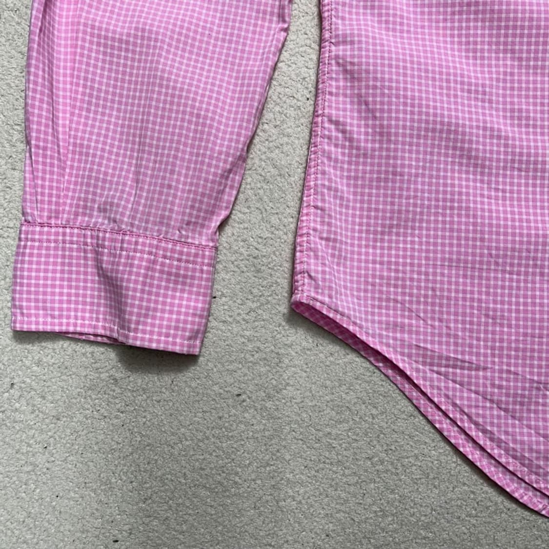 폴로랄프로렌 핑크 깅엄 체크 버튼 다운 긴팔 셔츠 OS 상품이미지3