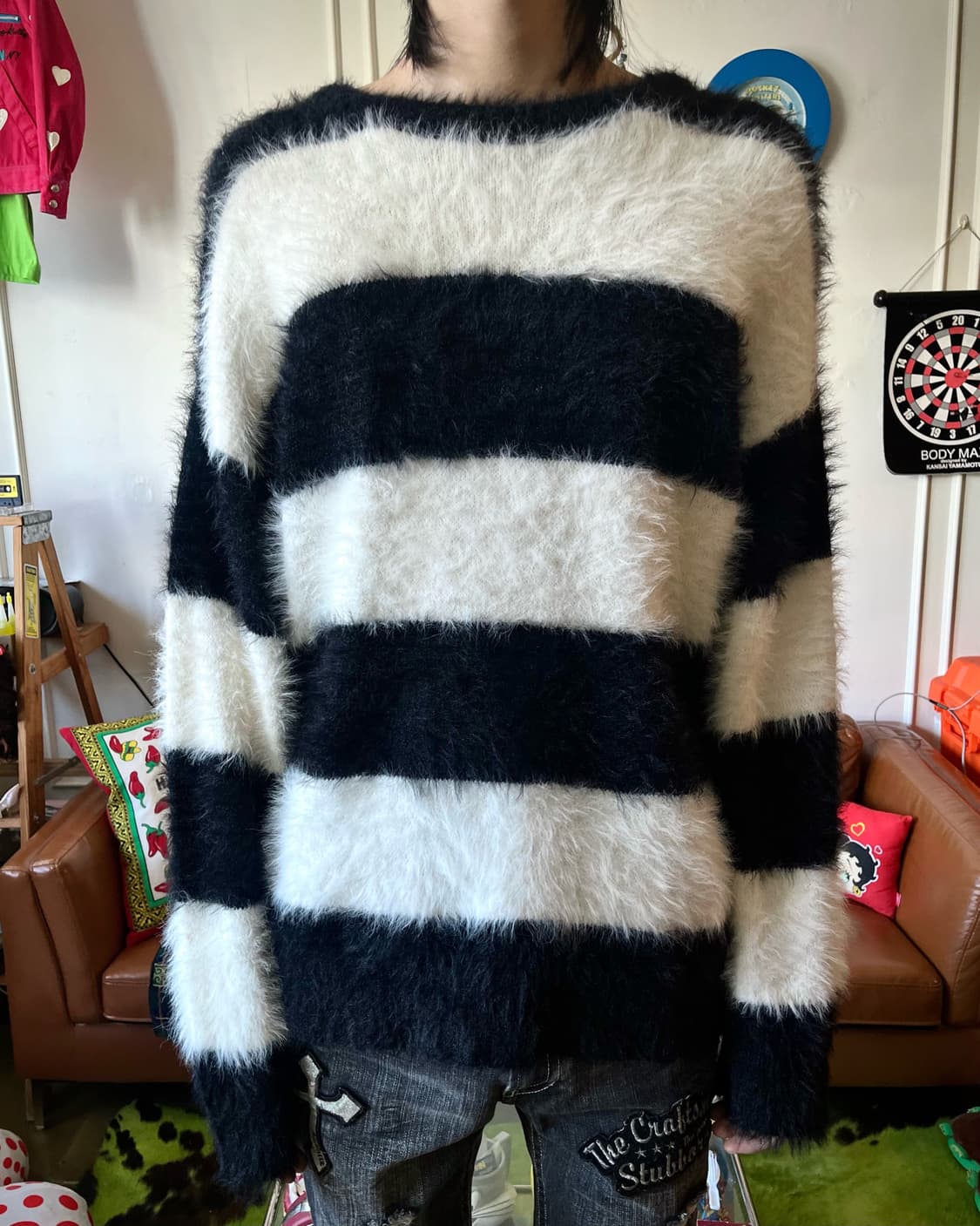 RAGTAG ラグタグ Hairy Stripe Fur Sweater 상품이미지2